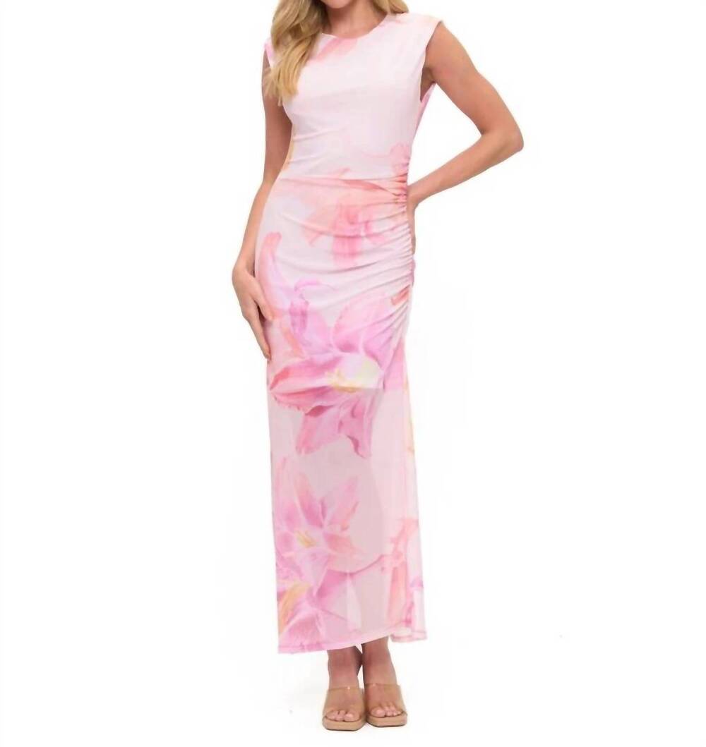 NEW ARIELLA mesh maxi dress in pink floral